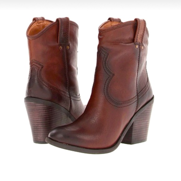 Lucky Brand Shoes - Lucky Brand Brown Leather Heeled Cowboy Boots, Size 8.5